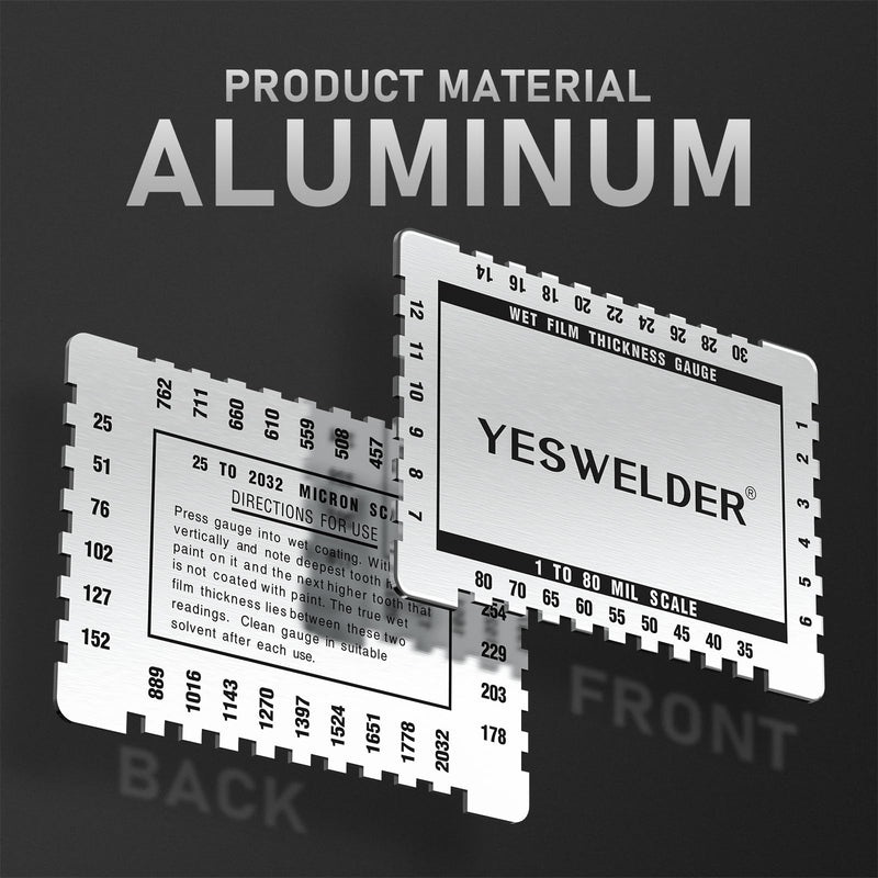 [Australia - AusPower] - YESWELDER Wet Film Thickness Gauge Comb, 1-80 Mil Scale, Step and Notched for Paints Resins,Aluminum Aluminum Thickness Gauge Comb 