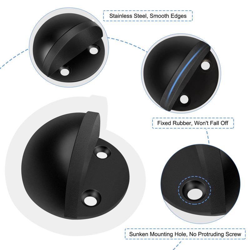 [Australia - AusPower] - Door Stopper, Floor Door Stop for Bottom of Door Black Rubber Bumper No Drilling Doorstop Wall Protector, 2 Pack 