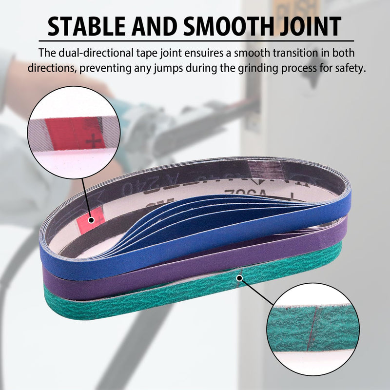 [Australia - AusPower] - 45Pcs 1/2" x 18" Sanding Belts for Belt Sander,5 Each of 80/120/240/400/600/800/1000/2500/5000 Grits,1/2 Inch x 18 Inch Sanding Belts Set for Air Belt Sander, Woodworking, Metal Polishing, Derusting 
