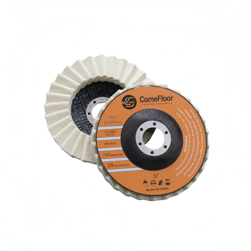 [Australia - AusPower] - 5" Wool Felt Flap Disc for Angle Grinder - Polishing Wheel for Stainless Steel, Aluminum, Metal, Marble, Stone, Furniture, Car Wax (125mm, 20mm Thick, 5-Pack) 5in 5.0 