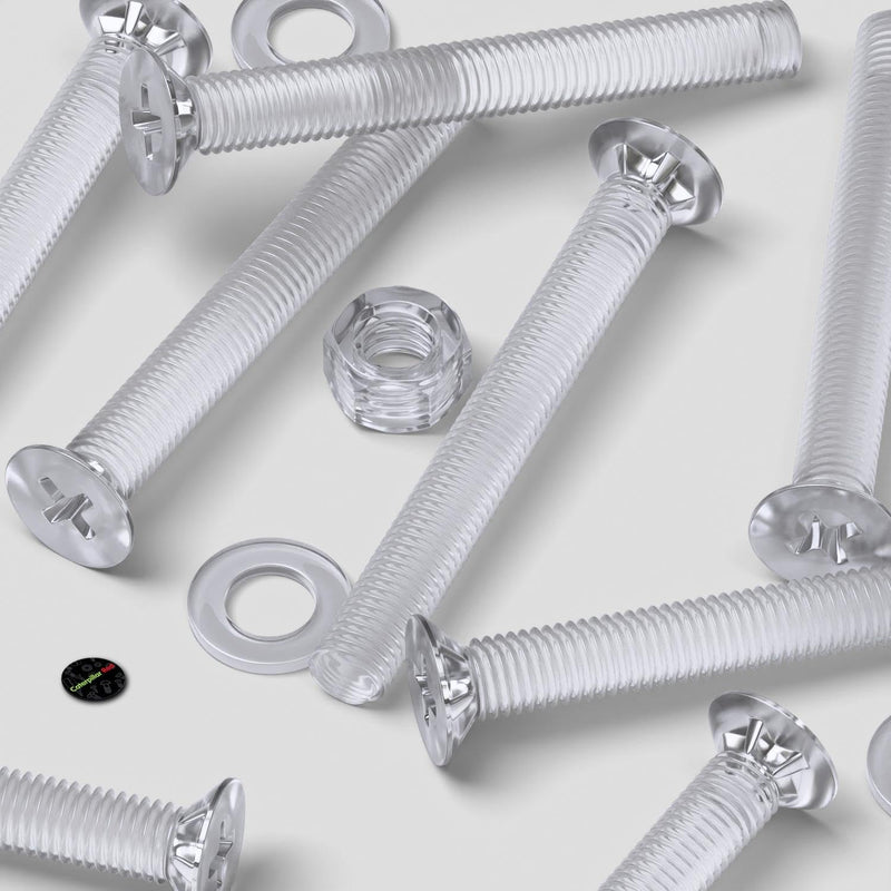 [Australia - AusPower] - 20 x Crosshead Countersunk Screw Nuts and bolts, Transparent Clear Plastic Acrylic, M5 x 40mm - Acrylic Plastic Screws, (13/64 x 1 37/64 in) 