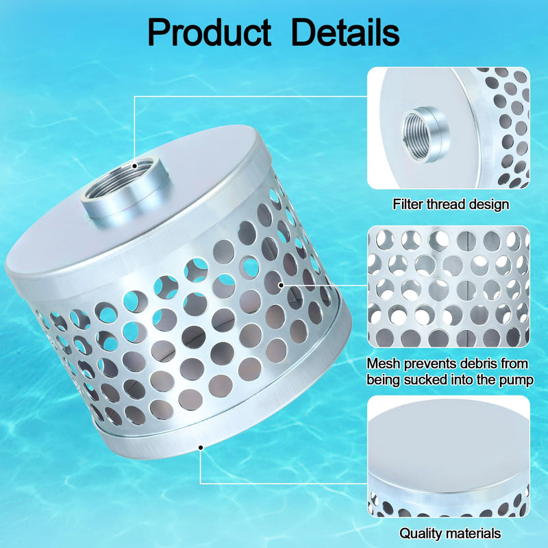 [Australia - AusPower] - Round Hole Suction Strainer Filter for Pumps, Carbon Plated Steel Basket Water Suction Filter, with NPT Female Thread, Reduces Solids Entering Pump (1 inch) 1 inch 
