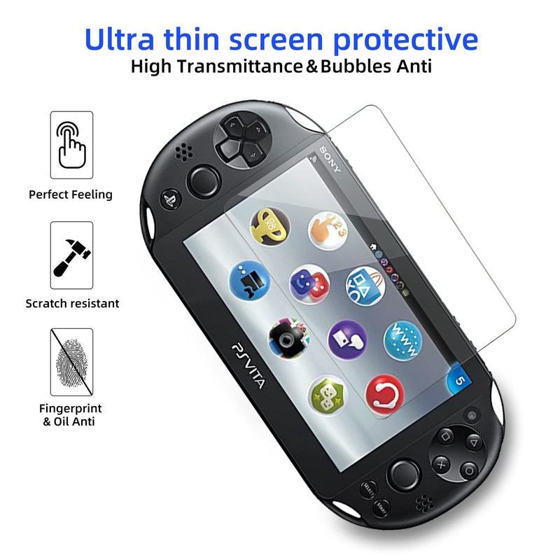 [Australia - AusPower] - Xahpower PS Vita 2000 Screen Protector, 9H Tempered Glass Front Screen Protector and HD Clear PET Back Screen Protective Film for Sony PlayStation Vita 2000 