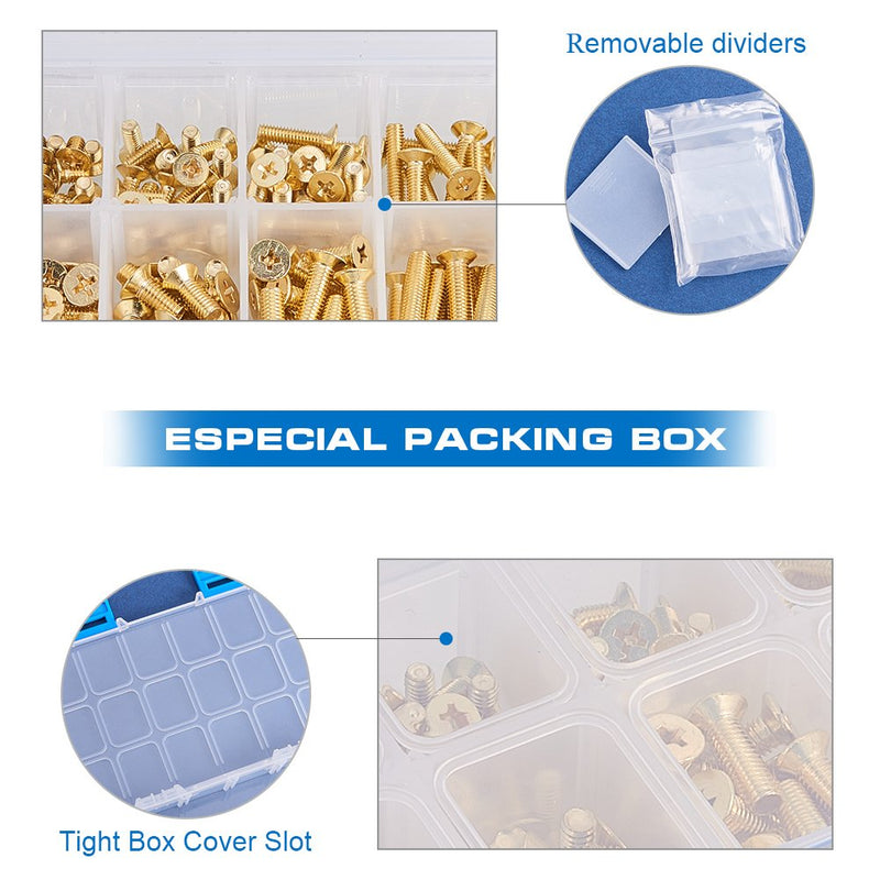 [Australia - AusPower] - Machine Screws, 160 Pcs M4 M5 10 Sizes Brass Flat-Head Bolts Phillips Drive Machine Screws Assortment Kit 