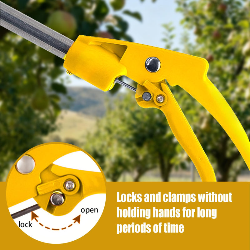 Telescopic Pole Pruner and Fruit Picker for Garden | Cuts Branches Up to 1 Inch | Rotating & Locking Head | Lightweight Aluminum Extendable Handle (3.28 to 5.25 FT)，Yellow