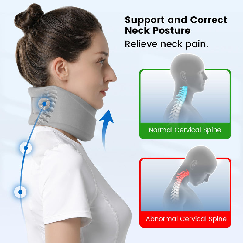 [Australia - AusPower] - Velpeau Neck Brace for Neck Pain and Strong Support, Soft Cervical Collar for Sleeping Upright, Snoozing - Stabilizes & Relieves Pressure in Spine for Women & Men (Grey, M: 13.5-16.5" / 3" Depth) 3 Inch (Pack of 1) 