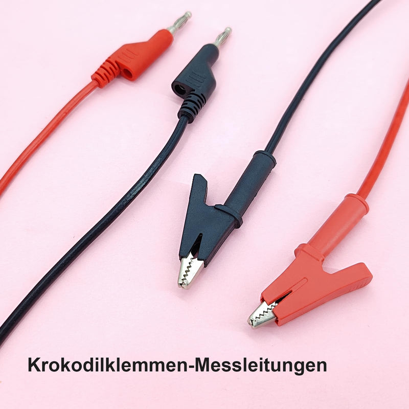 [Australia - AusPower] - YAMXIN Multimeter Test Leads Set with 4 mm Banana Plug, Crocodile Clips, Test Probe, Double Plug, Red and 8-Piece 