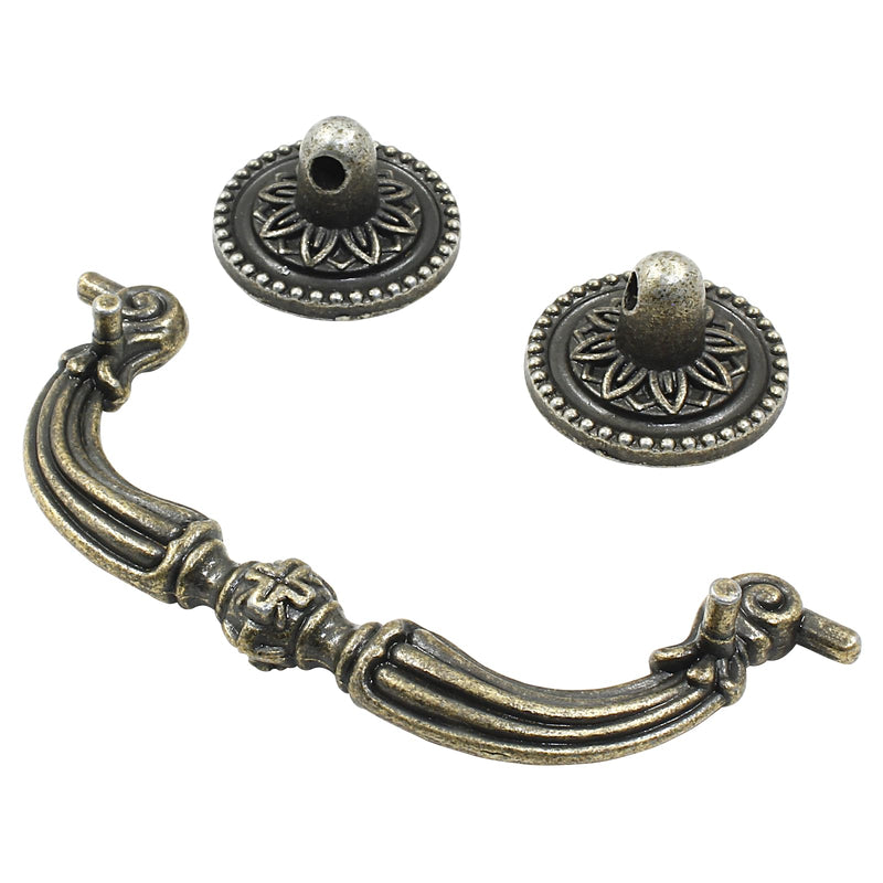 8 Pack Bail Pull Handles, 3.5 Inch Hole Center Vintage Antique Bronze Drop Drawer Pull Swing Cabinet Dresser Handles(Total Length: 4.72 inch) Antique Bronze(8 PCS)