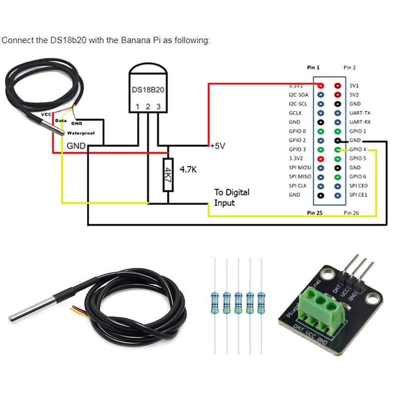 [Australia - AusPower] - DS18B20 Temperature Sensor Module Kit with High-Accuracy Waterproof for Arduino Raspberry Pi DIY and Other Experiments 5pcs 3.3Ft Temperature Sensor kit 