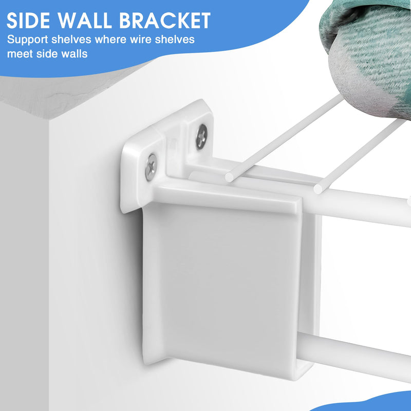 Dreyoo 24 Pack Wire Shelf End Bracket, White Plastic Closet Shelves Brackets, Wall Mount Brackets for Shelves Closet, Screws Included
