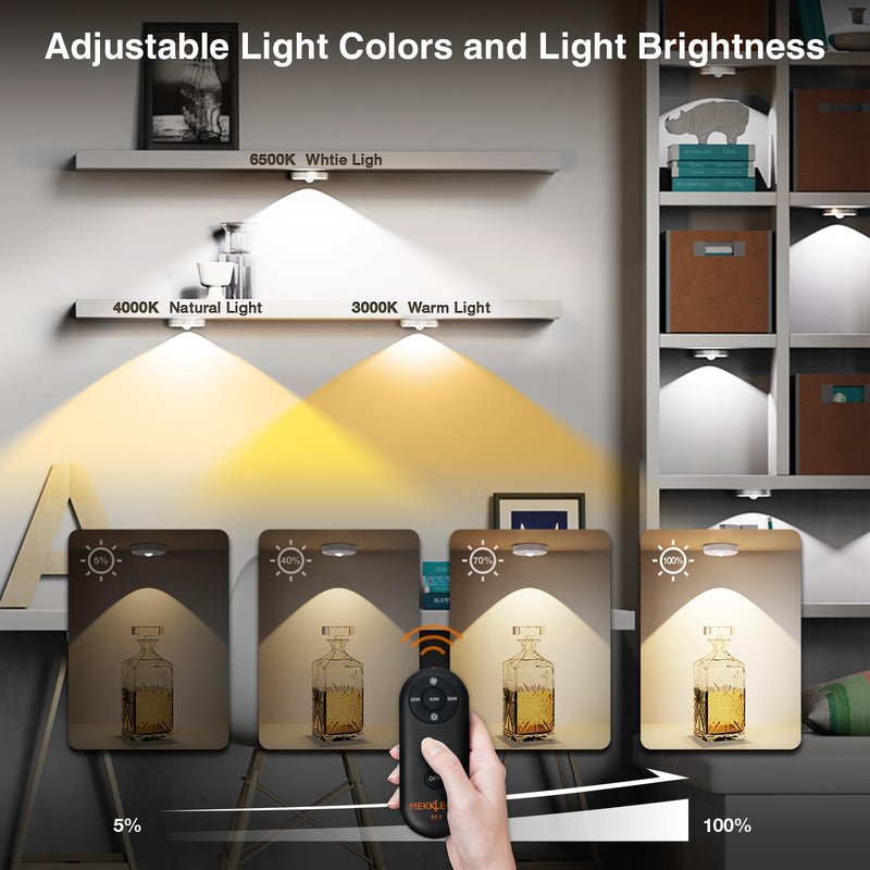 [Australia - AusPower] - Puck Lights with Remote Control Rechargeable,Wireless Under Cabinet Lighting,2000mAh Battery Operated Tap Push Touch Lights,Stick On Lights for Counter,Shelf,Bookcase (White, 3 Pcs) 3 PACK White 