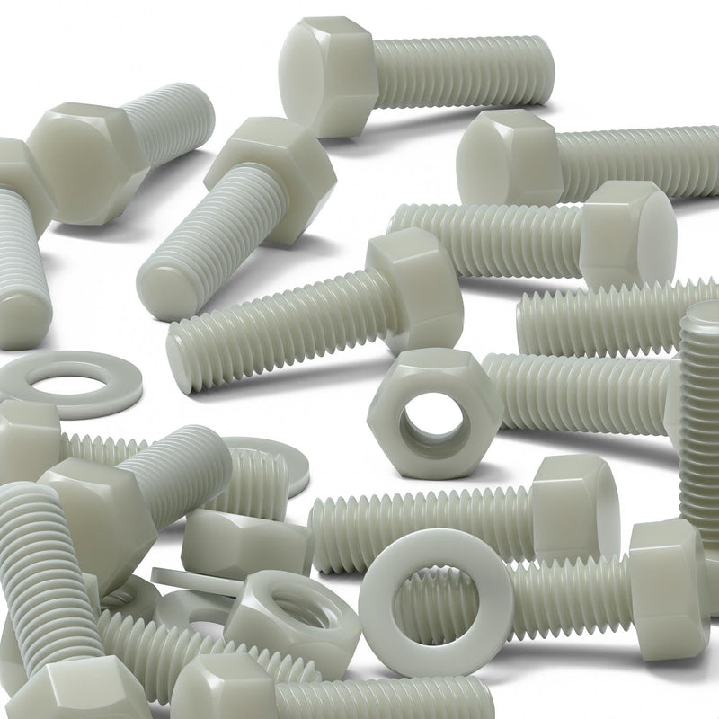 [Australia - AusPower] - 20 x Glass Filled Reinforced, Super Nylon Hex Head, M10 x 30mm, Machine Screws, Plastic Nuts and Bolts, Washers, (25/64 x 1 3/16 in) 