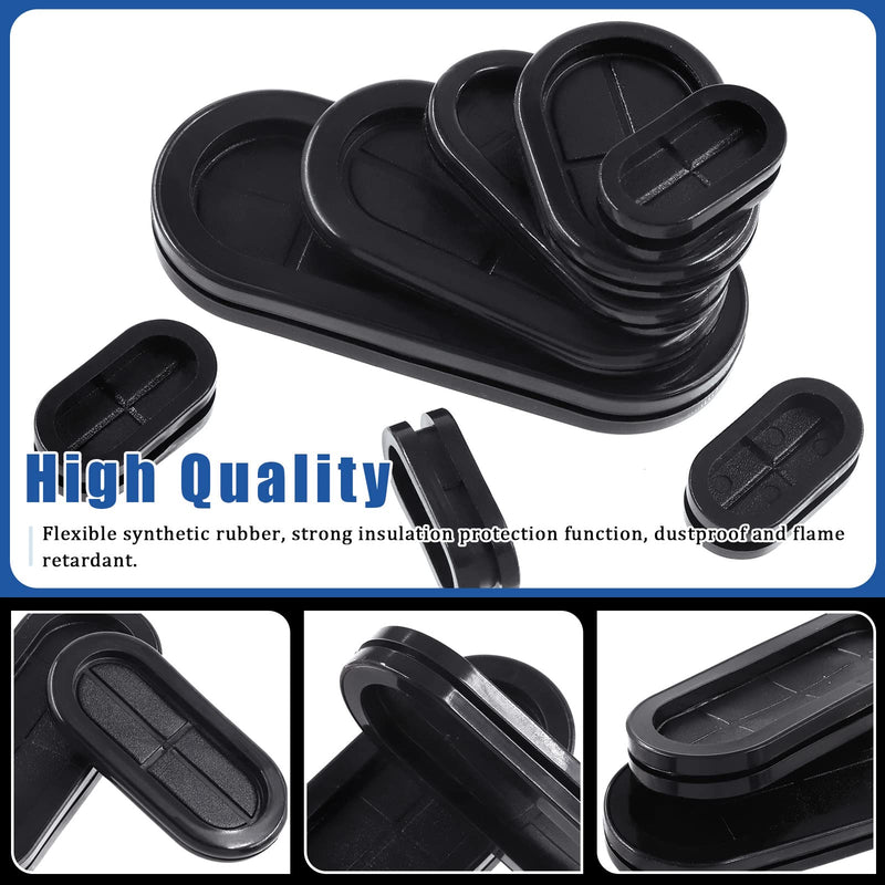 [Australia - AusPower] - Glarks 20Pcs Oval Closed Rubber Grommet Assortment, 5 Size Double Sided Rubber Grommets Firewall Hole Plug Set Electrical Wire Gasket with 1Pc Retractable Knife for Wire, Plug, Automotive, Plumbing 20Pcs Oval Rubber Grommet 
