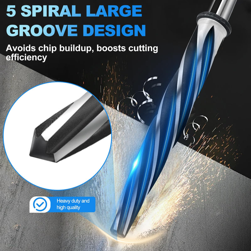 [Australia - AusPower] - 1/2" Bridge Construction Tapered Reamer Drill Bit,M2 HSS Chucking Reamer with 1/2" Non-Slip Handle,12mm-5 Spiral Edge Design Car Reamer for Steel, Alloy,Wood,Plastic,for aligning or enlarging Holes 1/2 in 
