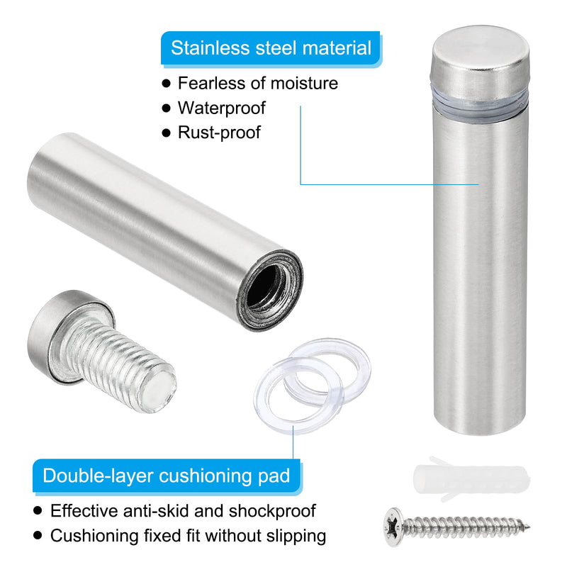 [Australia - AusPower] - PATIKIL 5/8 x 2 inch Sign Standoff Screws, 24 Set Stainless Steel Wall Standoff Mounting Hardware Advertising Glass Nail for Hanging Acrylic Picture Frame Acrylic Panel, Silver 
