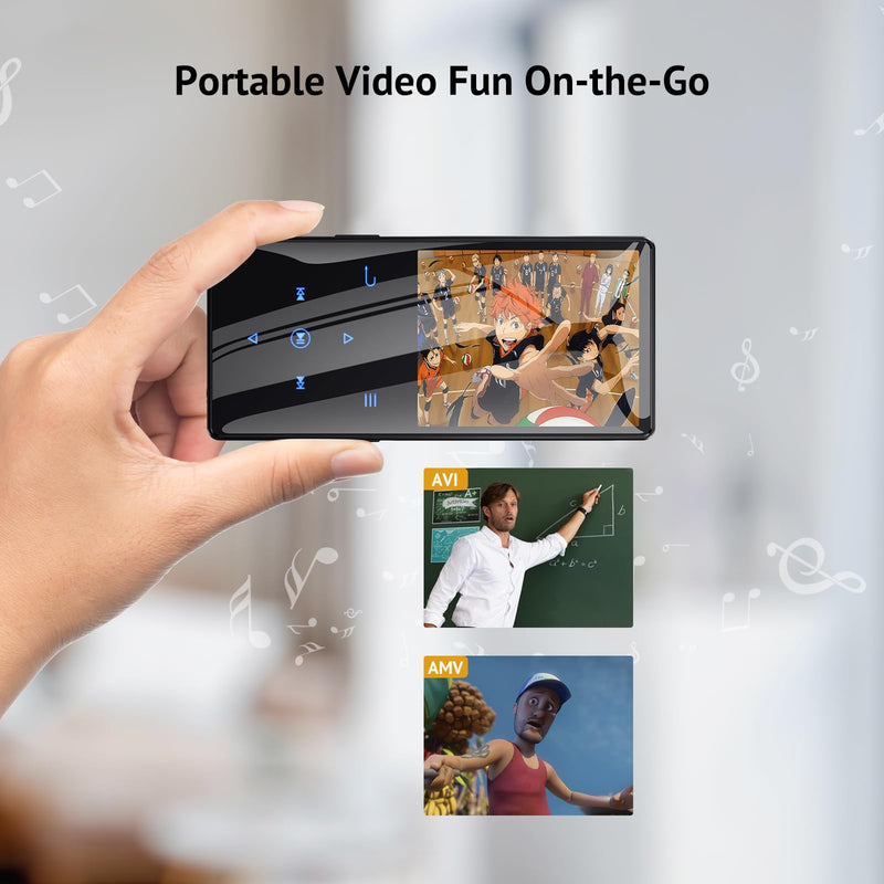 [Australia - AusPower] - 64GB MP3 Player with Boosted Bluetooth 5.0, Music Player Features HD Speaker, 2.4" Screen, Touch Buttons, Expandable SD Card Slot, Supports FM Radio, Voice Recording, E-Book, and More 