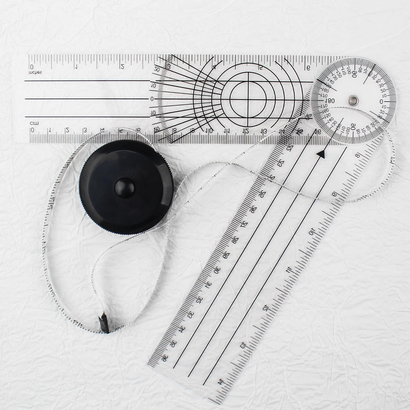 [Australia - AusPower] - PVC Goniometer Physiotherapy and Tape Measure for Body Measurements Small Tape Measure for Tailors 60 Inch 150 cm White Transparent 360° Rotation Protractor Physiotherapy Protractor Physiotherapy 