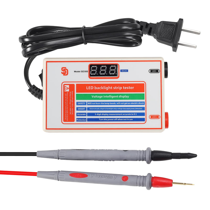 [Australia - AusPower] - UMLIFE LED Light and TV Backlight Tester with Gold Plated Pin and Power Cable 0-300V (0-300V 30mA) Adaptive Voltage LED Strip Lamp Beads Repair Testing Tool Suitable for All LED Light Repairs 
