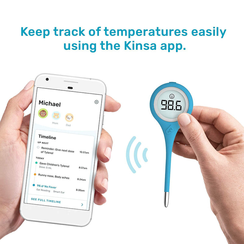 [Australia - AusPower] - Kinsa Classics Bundle - Smart Ear & QuickCare Digital Smart Thermometers - Take Oral, Rectal, Armpit or Ear Fever Readings 