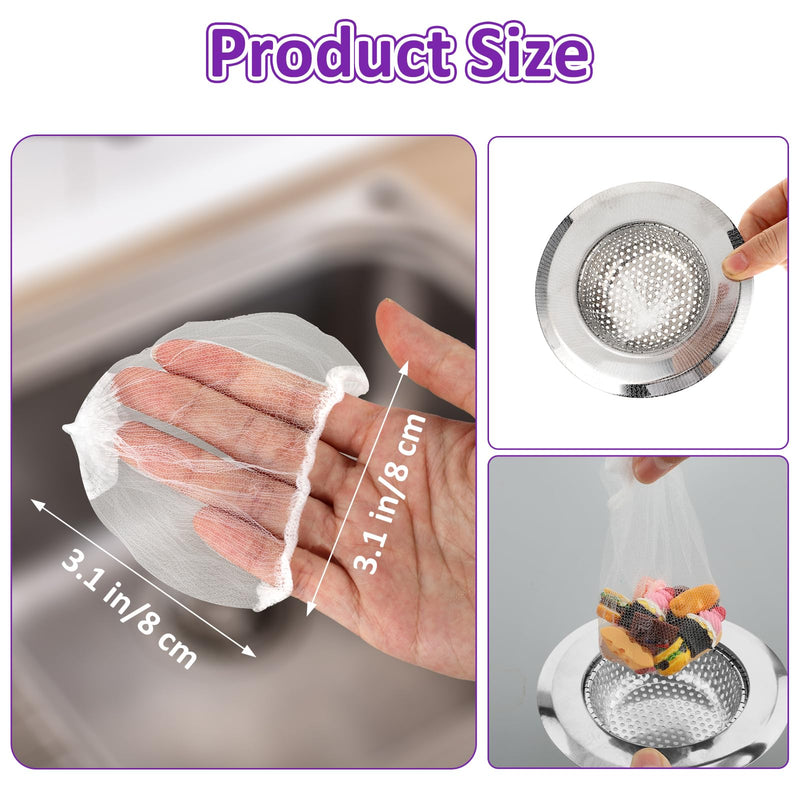 [Australia - AusPower] - Pack of 200 Sink Filter Kitchen Sink Strainer Disposable Strainer for Sinks Bin Bags Kitchen Sink Strainer Bag Filter Bags for Kitchen Sink Strainer Filter Mesh Bags Elastic Filter Bags Sink 