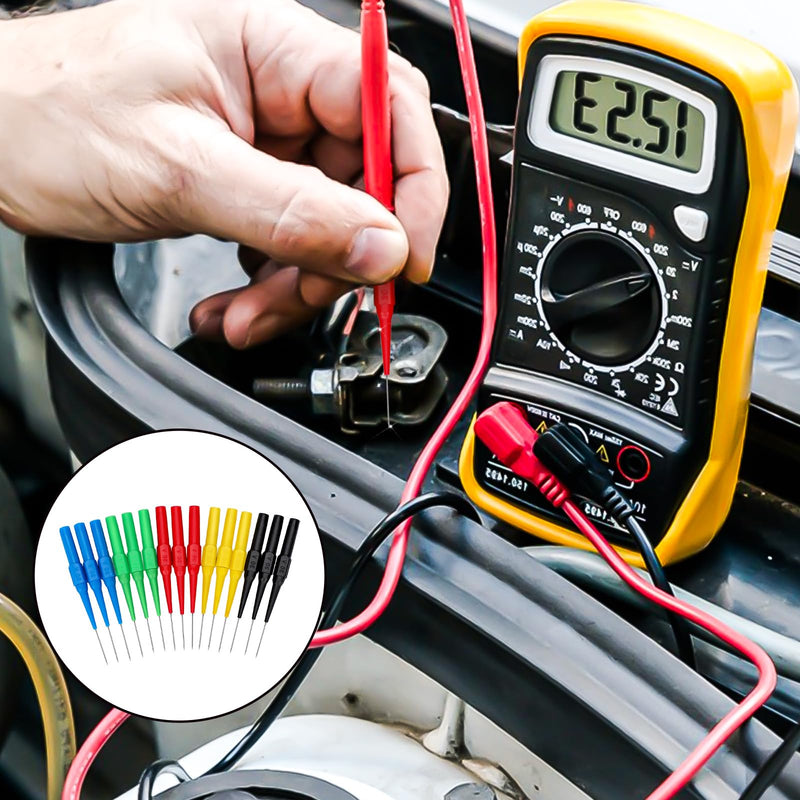 [Australia - AusPower] - 15Pcs Probes Pin Insulation Wire Piercing Needle Test Back Probe Kit Super Tip Multimeter Probe 0.7mm No-Destructive Test Probes for Car Tester Banana Socket Tester 