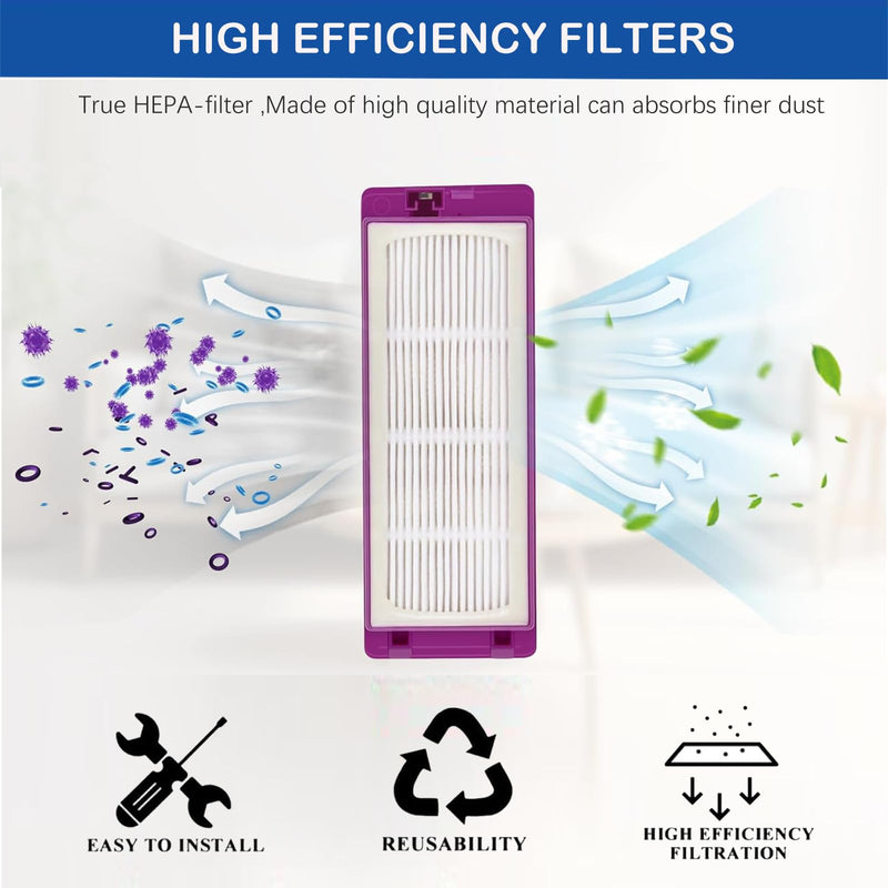 18Pcs Replacement Parts for Eureka J15 Pro Ultra Robot Vacuum Cleaner, 1 Main Roller Brush 4 Side Brushes 4 Hepa Filters 4 Mop Pads 4 Vacuum Bags,1 Cleaning Brush Accessories Kit