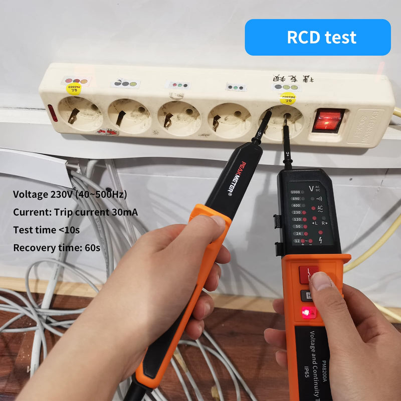 [Australia - AusPower] - Voltage Tester, Continuity Tester, Automatic Range 12 V ~ 1000 V, IP65 Multifunctional Comprehensive Electrical Tester, Can Measure AC/DC Voltage, Phase Sequence, Continuity, RCD, Battery-Free PM8200A1 