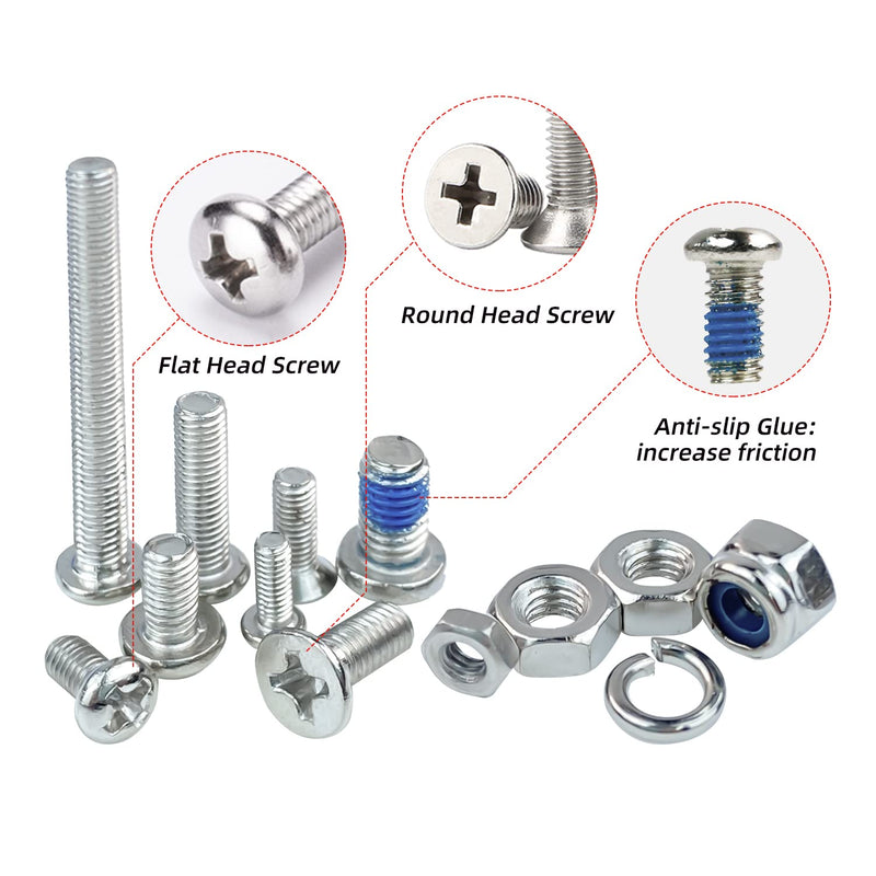 [Australia - AusPower] - 532 Pieces M3 M2.5 M2 Hexagonal Brass Male to Female/Female to Female Bracket, Screw Copper Pillar 532 Pieces Stainless Steel Round Head/Flat Head Machine Screws/Nuts 