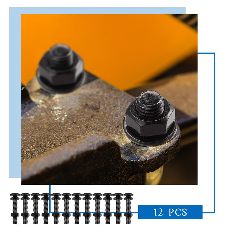 [Australia - AusPower] - Zonon Carriage Bolt Kit Galvanized Carriage Bolt Set Includes Rust Resistance Bolts Washers and Nuts for Fastening Accessories (12 Sets,Black,1/4 x 1-1/2 Inch) 1/4 x 1-1/2 Inch Black 12 