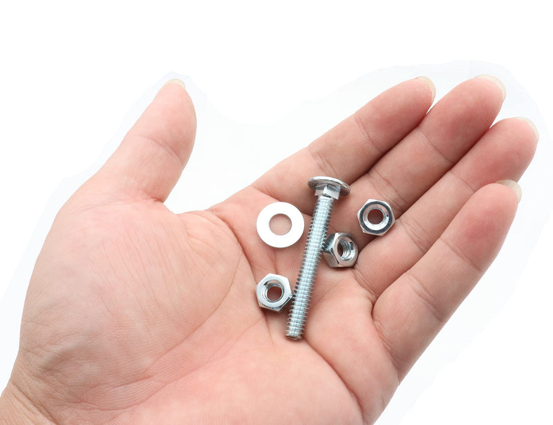 [Australia - AusPower] - LBY 10 Sets 1/4-20 x 2" Carriage Bolts Screws Round Head Square Neck and Hex Nuts & Flat Washers, Carbon Steel (Zinc Plated), Silvery 1/4-20 x 2" 