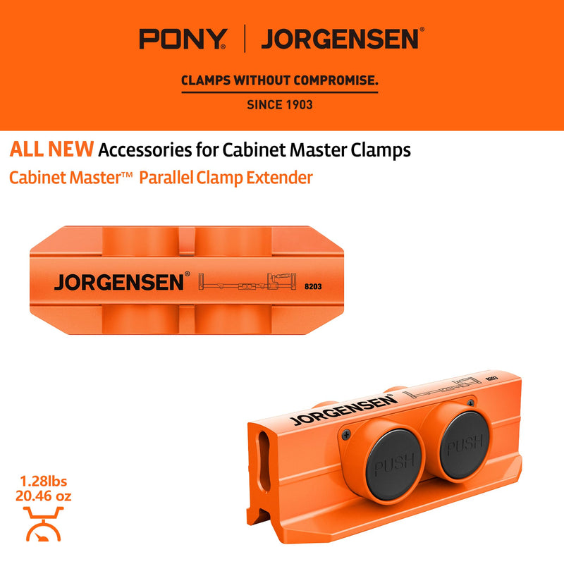 [Australia - AusPower] - Jorgensen Parallel Clamp Extender, Heavy-Duty Aluminum Connector for Cabinet Master Clamps, 2200LBS Strength, Quick Tool-Free Lock, Extend Clamping Range for Woodworking and Cabinets 