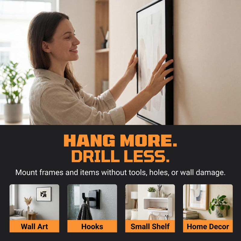 TOOLTROOPERS Wall-Safe Double-Sided Mounting Tape - Heavy-Duty 2-Sided Adhesive Tape - Damage-Free Removal, No Residue - Easy-Peel Liner for Home, Office, DIY, Posters & Signs – 16.4 ft Roll (Clear)