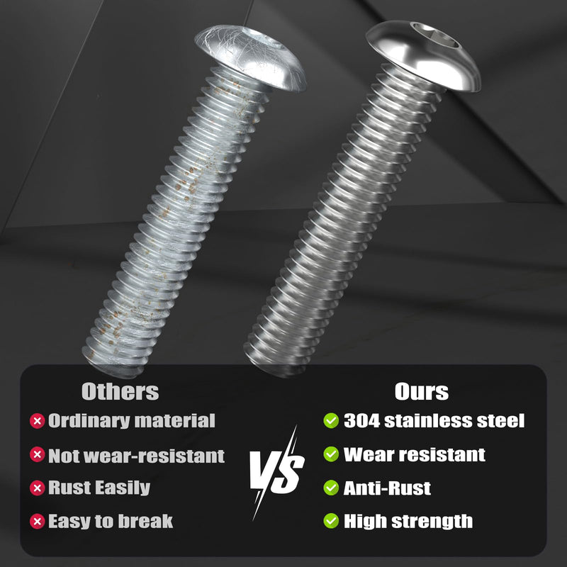 [Australia - AusPower] - 30Pcs 1/4-20 x 2" Button Head Socket Cap Bolts Screws, 304 Stainless Steel 18-8, Allen Hex Drive, Bright Finish, Fully Threaded, Hex Spanner Included (VG30310) 2"(30pcs) 1/4-20 Silver 