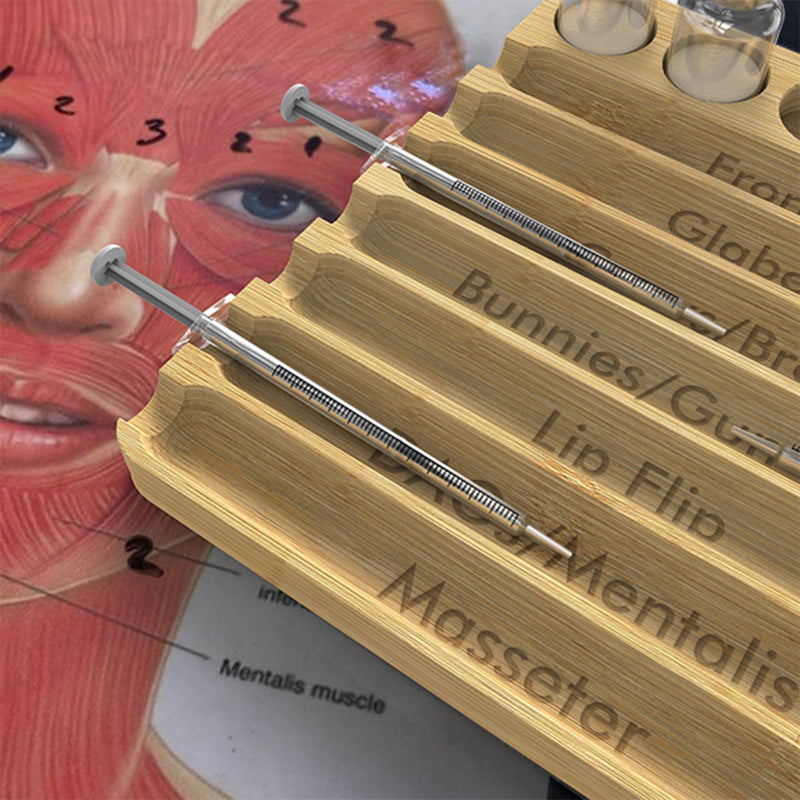 [Australia - AusPower] - Aesthetic Practitioner Syringe Tray with Vial Holder, Bamboo Vial Holder Syringe Tray for 2-in-1 Combination, Syringe Storage Organizer for Aesthetic Practitioners and Small Vial Racks 