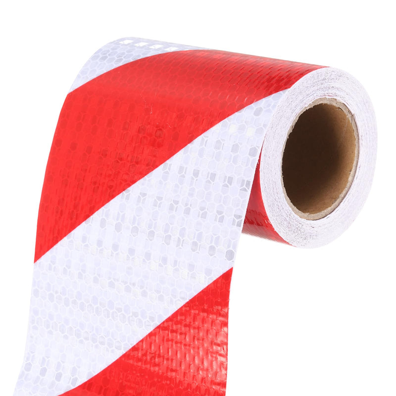 MECCANIXITY Reflective Tape, 4 Inch x 16 ft Warning Safety Sticker Night Reflectors Self-Adhesive Trailer Reflector Twill Tape for Cars Trucks Trailer, Red White 4 Inch x 16 Feet