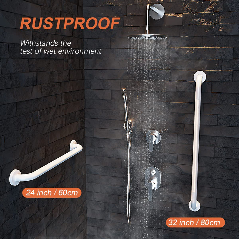Oil Rubbed White Shower Grab Bars 32 Inch w/Anti-Slip knurled Grip, iMomwee Stainless Steel Wall Mount Bathroom Safety Balance Handrail, Handicap Elderly Senior Assist Textured Grab Bar Handle