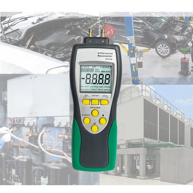 Professional-Grade Digital Manometer, ±241.3kPa/35PSI Gas Pressure Tester with Backlit LCD, 11 Units Conversion MAX/MIN/AVG & Data Logging, HVAC/Automotive Diagnostic Tool (Includes Battery)