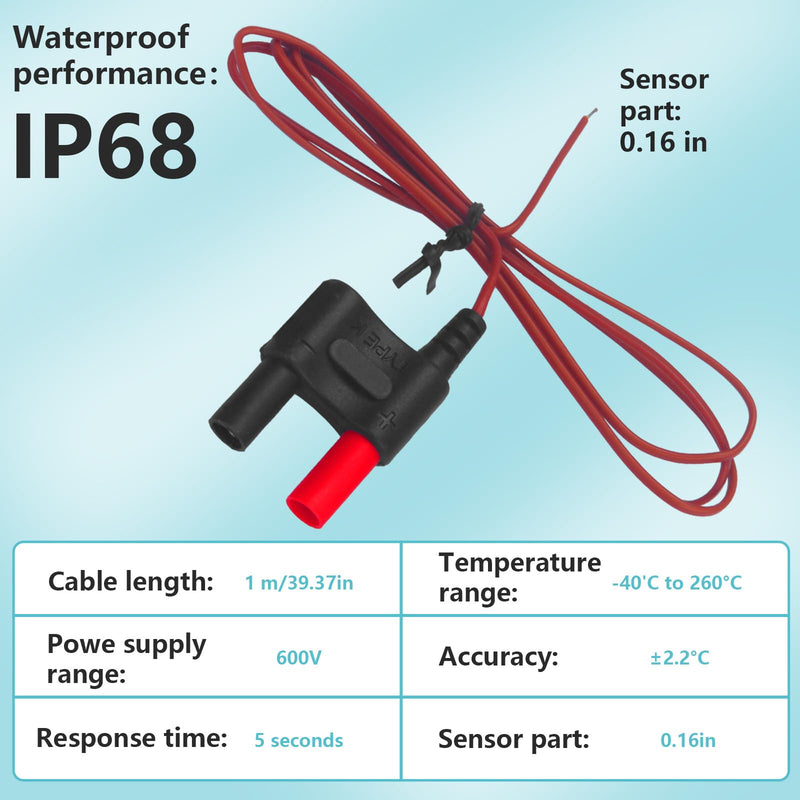 [Australia - AusPower] - 80BK-A Type K Thermocouple, Temperature Bead Probe, Clamp for Fluke Multimeter. 