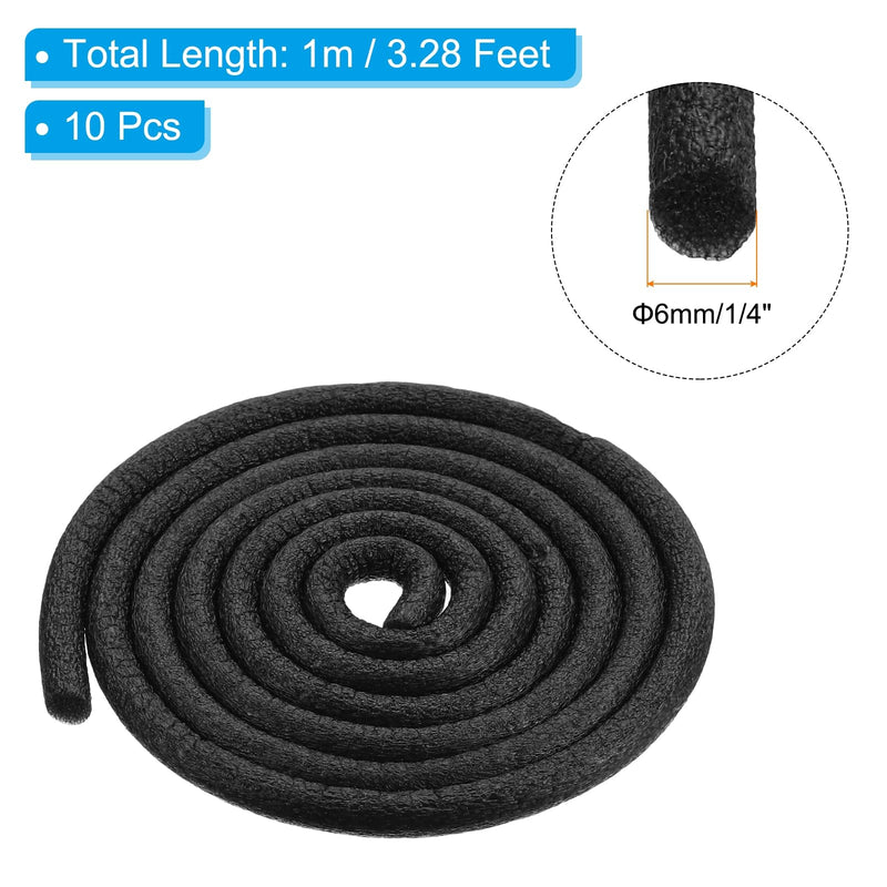 [Australia - AusPower] - PATIKIL 1/4 Inch x 3.28 Feet Backer Rod for Gaps and Joints, 10pcs Foam Rope Caulk Crack Joint Filler Roll Seal Weather Strip for Home Construction, Black 10 