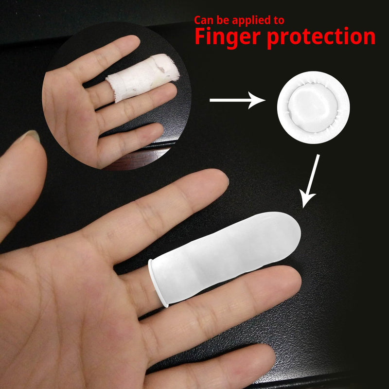 [Australia - AusPower] - 100 Pcs Disposable Finger Cots, Large Latex Finger Protectors for Clean and Dry Protection, Rubber Fingers Tips Tips for Beauty and Electronic Repair (Large White) 100 Pcs 