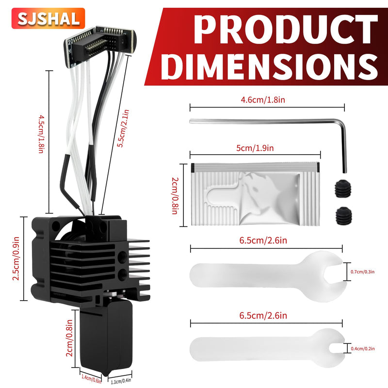 Bamboo Lab P1P, P1S Hotend Complete Kit, Full Assembly Hardened Steel Hot End with 0.4mm Nozzle, Cooling Fan, Thermistor,and Extruder Heating Block Replacement for P1 Series 3D Printer P1 Series Hotend Hardened Steel 0.4mm