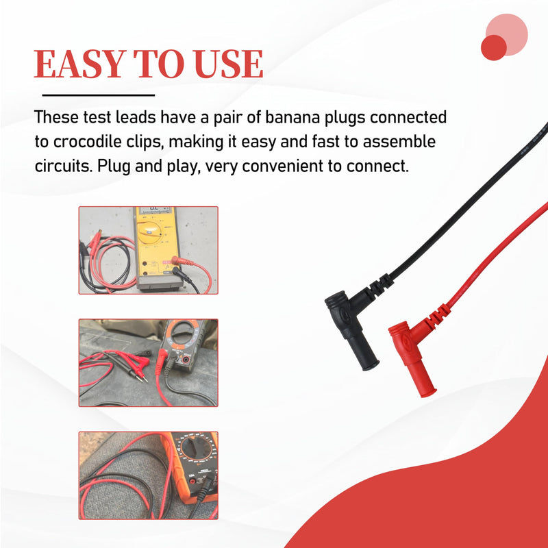 [Australia - AusPower] - 69381 Alligator Clip Test Leads,Multimeter Alligator Clips Lead for Most Meters Using Banana Plug Meter Leads 3-Foot 