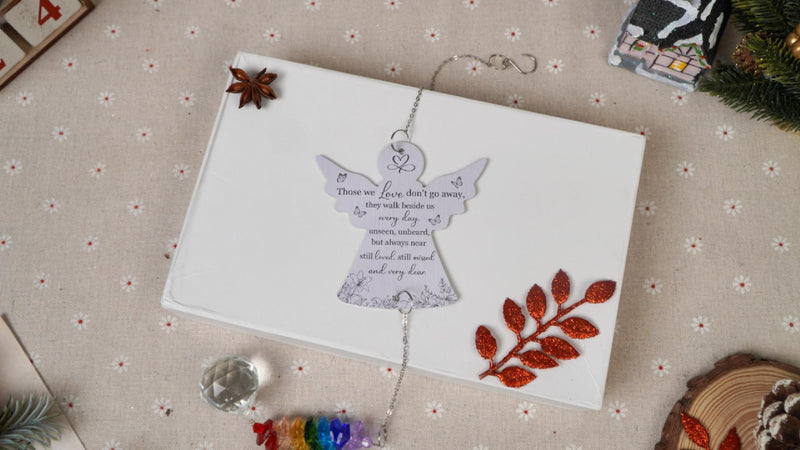 Memorial Suncatcher Ornament - Sympathy Gift for Loss of Loved One - Memorial Angel - Rainbow Maker - Bereavement Keepsake - Hanging Crystal Decor - Mother's Day for Women Angel They Walk Beside Us
