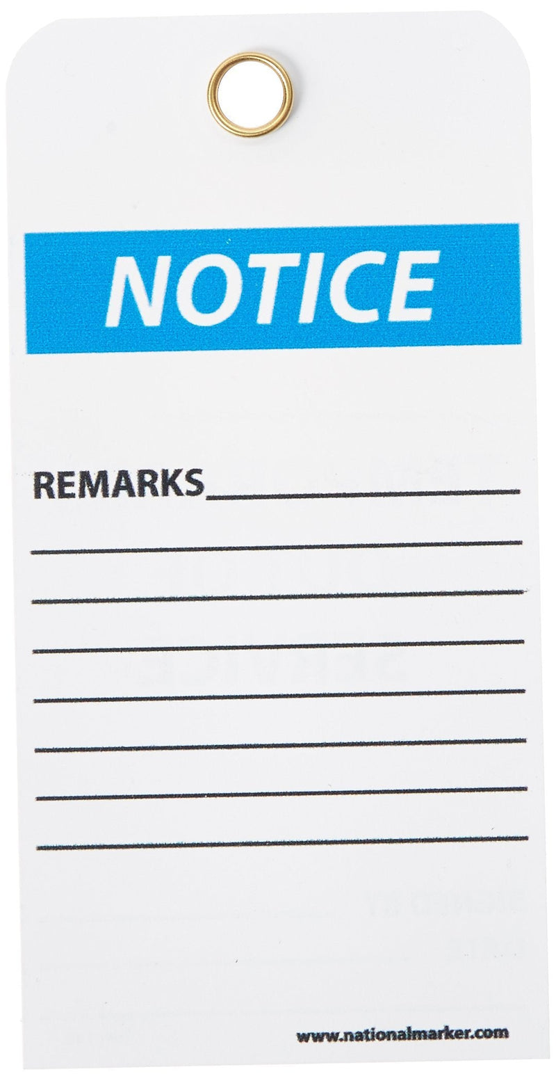 NMC RPT148G Notice – Temporarily Out of Service Tag – [Pack of 25] 3 in. x 6 in. 2 Sided Vinyl Notice Tag with White/Black Text on Blue/White Base