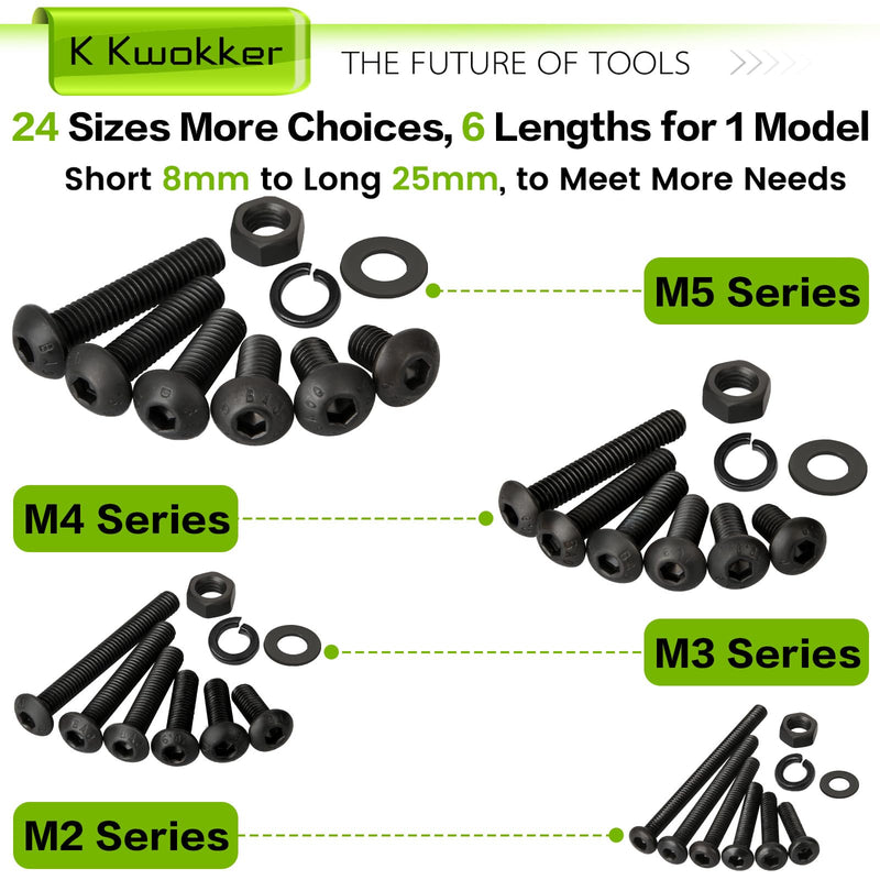 [Australia - AusPower] - #2-56#4-40#6-32#8-32#10-24 Phillips Pan Head Machine Screw Set + M2 M3 M4 M5 Hex Button Head Cap Screw Bolts and Nuts Kit 