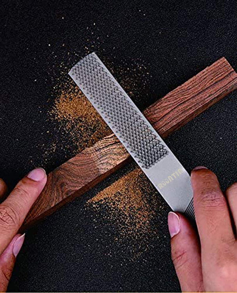 [Australia - AusPower] - Wood Rasp File 4 Way Premium Grade High Carbon Hand File and Round Rasp, Half Round Flat & Needle Files Wood Rasp Set for Sharping Wood and Metal Tools 1 PC 