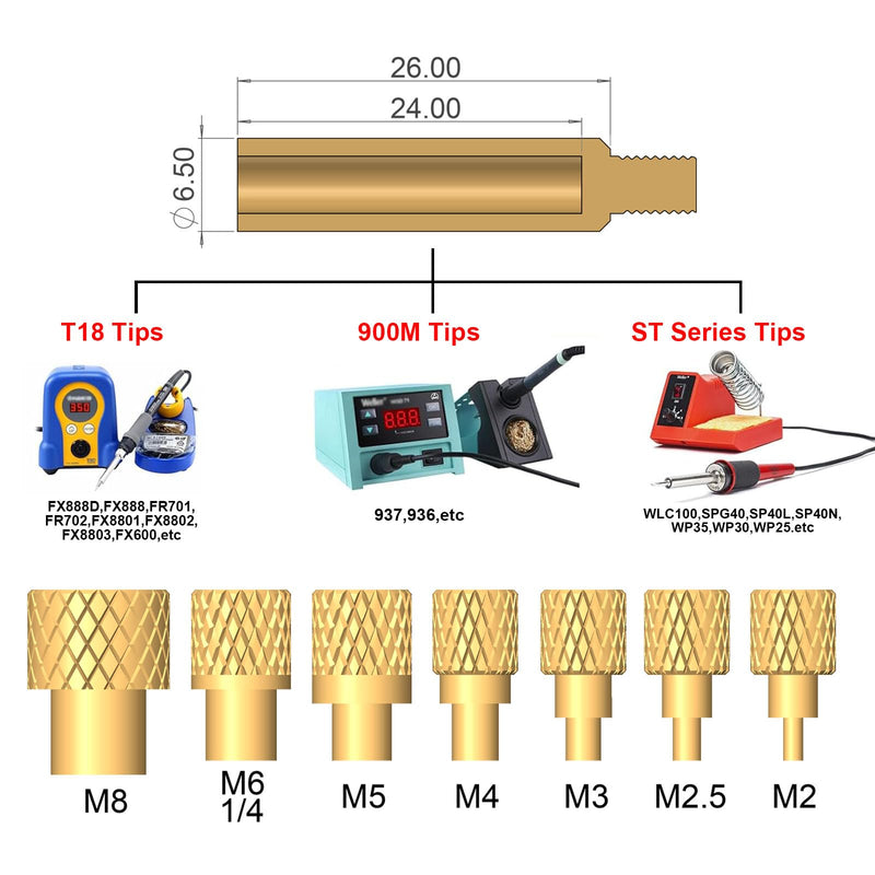 60W Digital Soldering Iron with 380-Brass Threaded Inserts & 7 Sizes M2-M8 | Heat Set Insert Tool kit Adjustable Temperature 180℃-500℃ for 3D Printing and Plastic Embedment Applications 381
