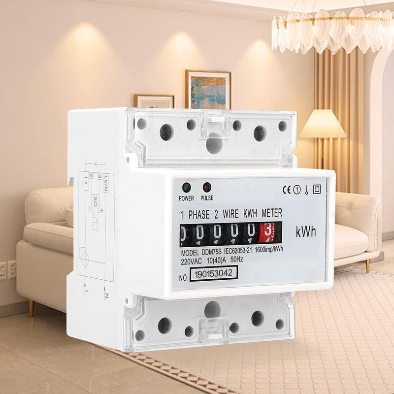 [Australia - AusPower] - Electric Meter, Single Phase 4P LED DIN-Rail Electricity Power Consumption Wattmeter Energy Meter DDM75S 10 to 40A Digital Display 