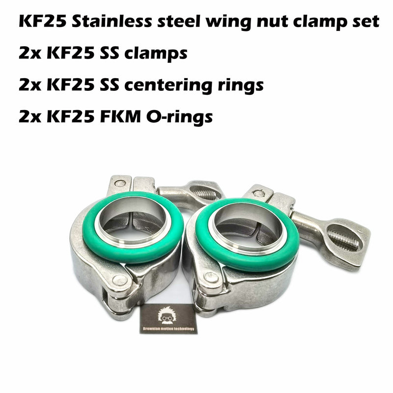 [Australia - AusPower] - Stainless Steel KF25 NW25 Wing nut clamp Sets, Stainless Steel Centering Rings, FKM viton O-Ring (SS KF25 2sets) SST 2 sets 