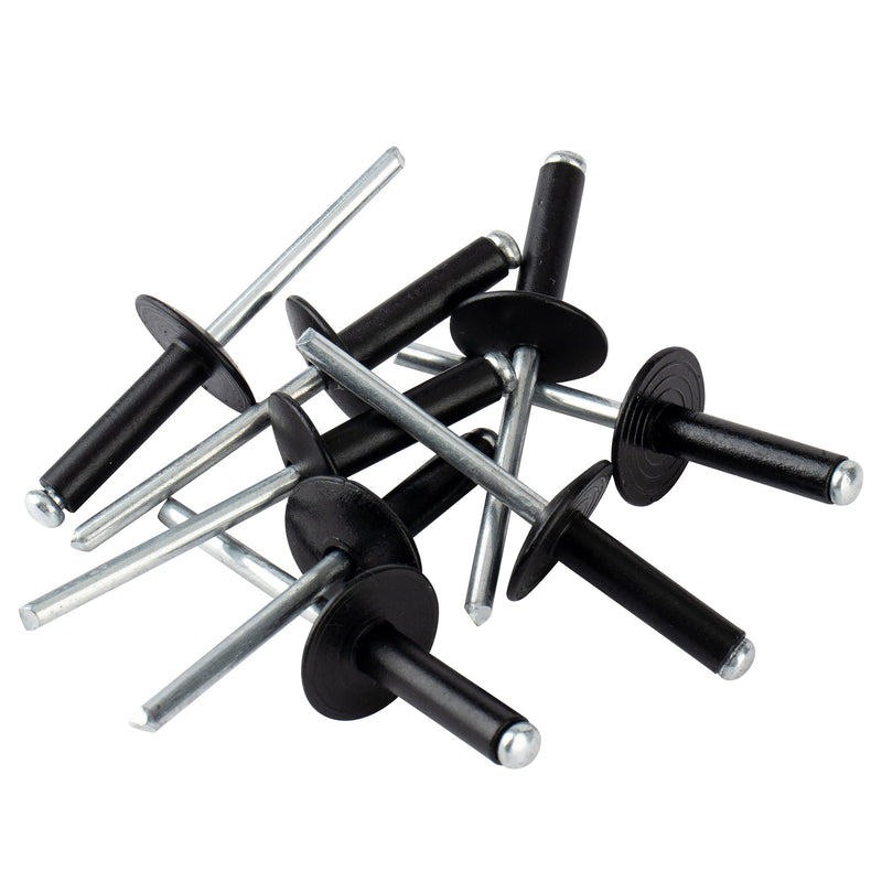 [Australia - AusPower] - ISPINNER 100pcs 3/16" x 3/4" Large Flange Aluminum Blind Rivets, Pop Rivets Grip Grange 14-16mm (Black) 3/16" x 3/4" Black 